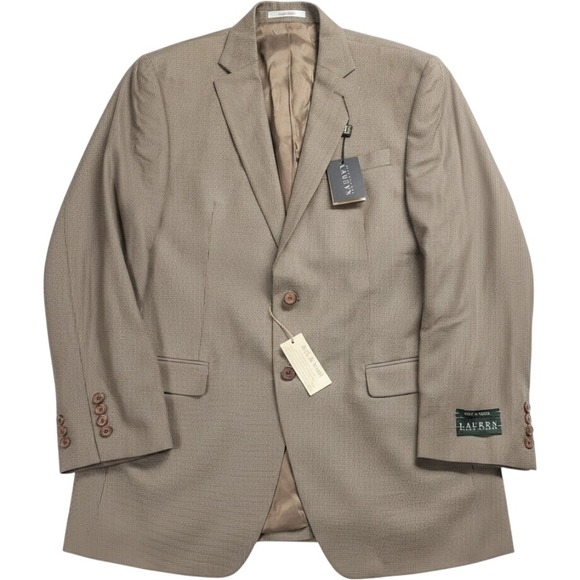 Lauren Ralph Lauren Other - Lauren Ralph Lauren Mens Silk Wool Blend Sport Coat Blazer Tan Brown Houndstooth